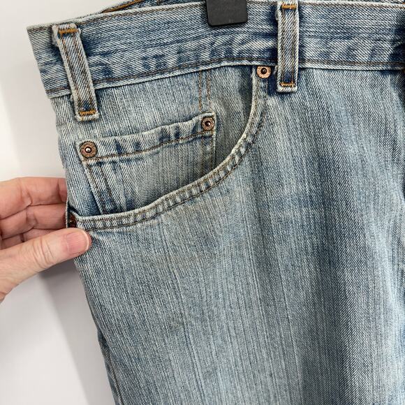 Levi's 505 VINTAGE Straight Leg Black Batwing Light Wash Jeans 38x32 Blue USA - Picture 5 of 13